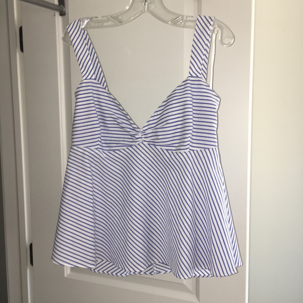 Zara Blue and White Striped Top